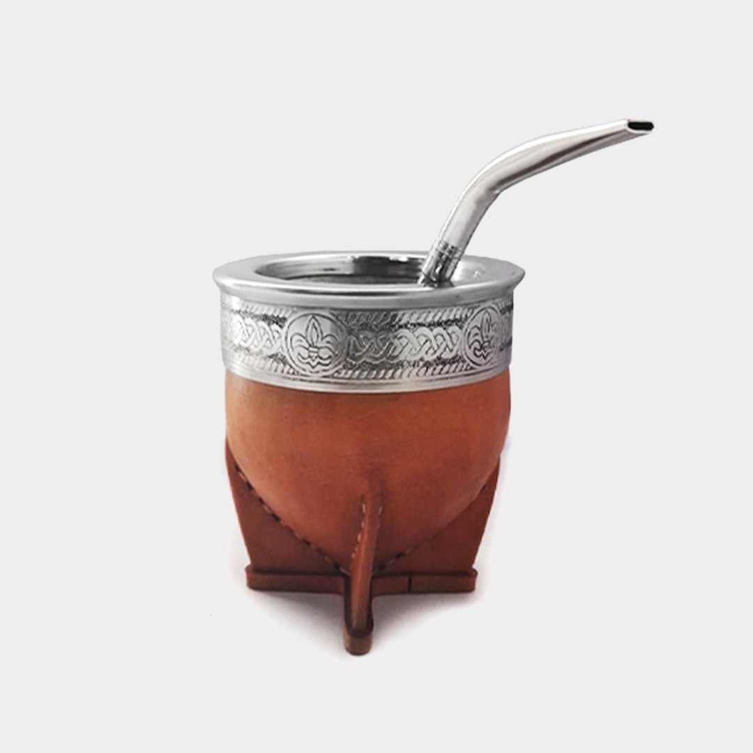 Mate Vidrio forrado en cuero vacuno